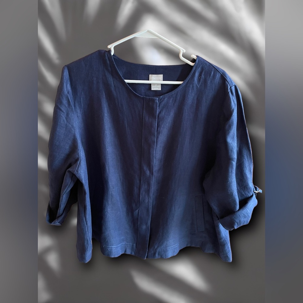 Chico’s Navy Linen Jacket 3P